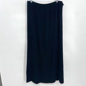 CHANEL Vintage 1990s Y2K Black Wool Side Slit Maxi Skirt Size Medium / Large